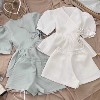 Set áo chéo quần short lưng thun