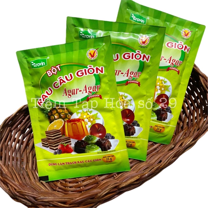 Bột Rau Câu Giòn Agar Rovin Hoàng Yến 25gr