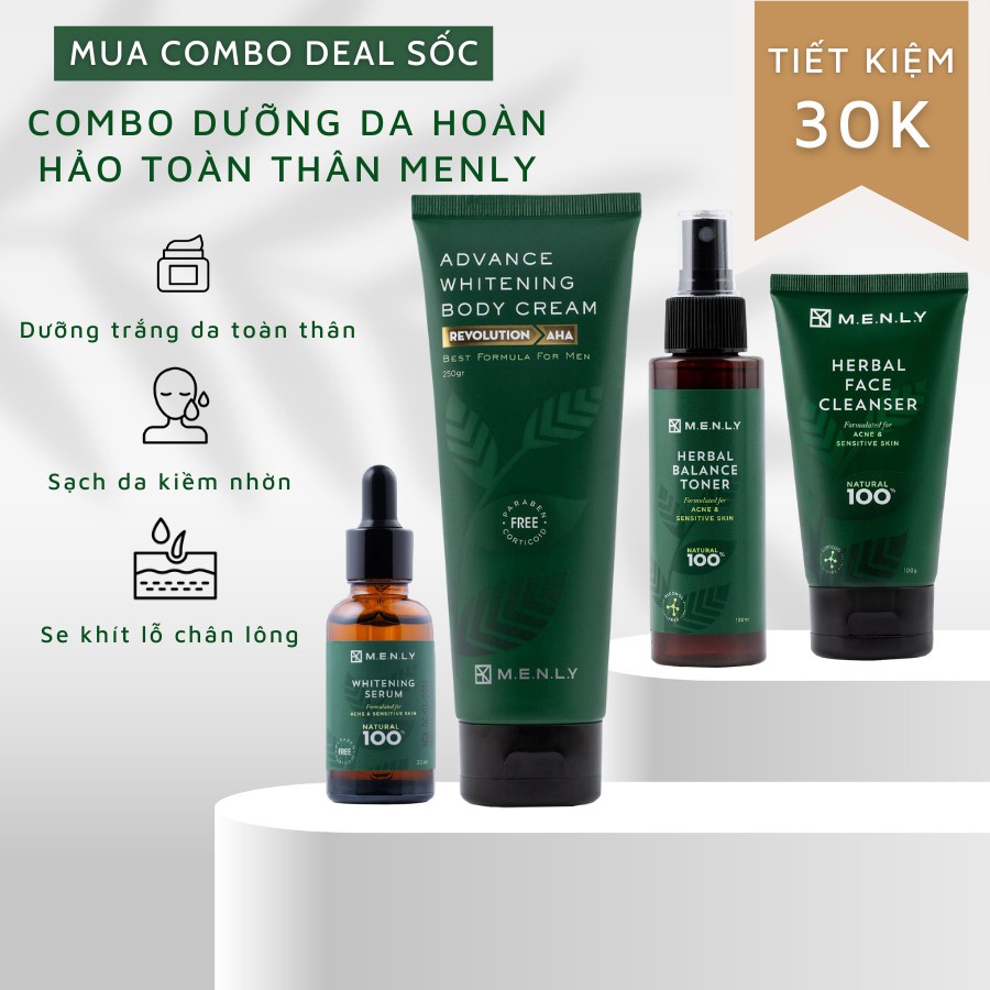 Combo dưỡng da hoàn hảo toàn thân cho nam MENLY