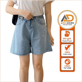 Quần ngố jean nữ lưng cao, phom rộng đai chỉnh eo có bigsize XXL