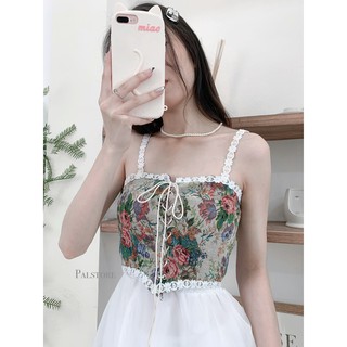 Áo 2 dây thổ cẩm đan dây