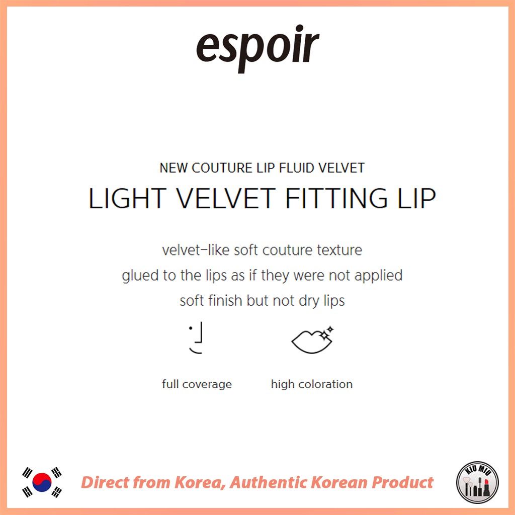 espoir COUTURE LIP FLUID VELVET *ORIGINAL KOREA*