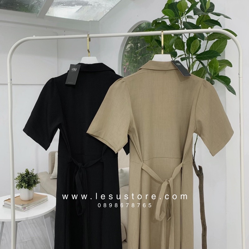 ẢNH TỰ CHỤP Đầm maxi cổ vest thắt eo