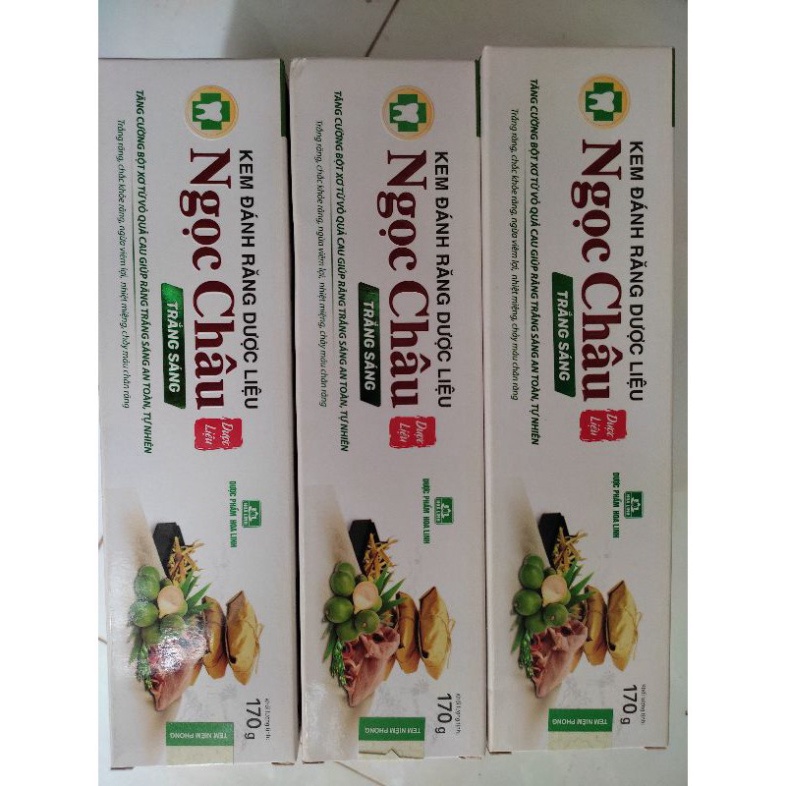 ✔️CHÍNH HÃNG✔️ Kem đánh răng dược liệu Ngọc Châu Trắng sáng 170g- chính hãng