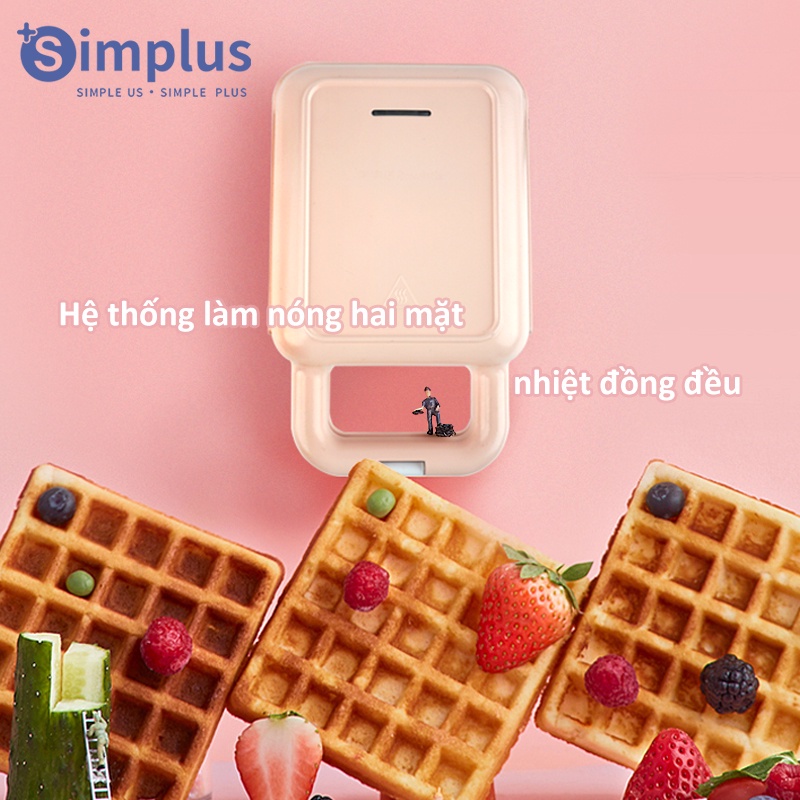 [Mã BMBAU50 giảm 10% đơn 99k] Simplus máy kẹp bánh sandwich máy Nướng bánh quế Máy làm thức ăn nhẹ đa chức năng