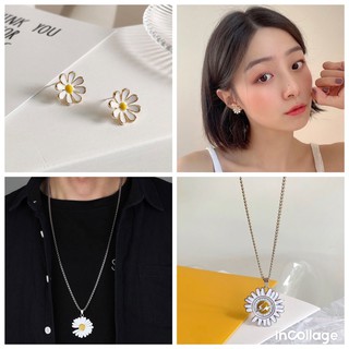 Khuyên tai, vòng cổ hot trend hoa cúc style hàn quốc