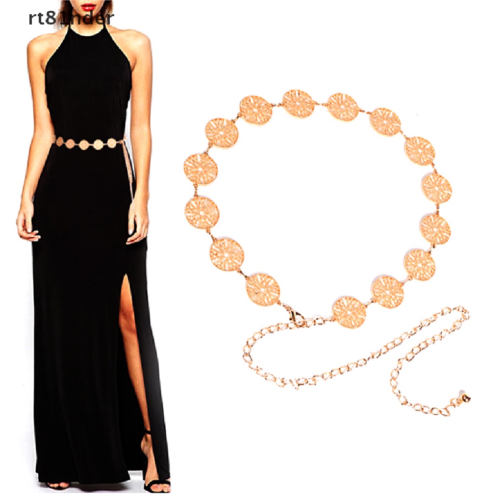 Thắt Lưng Dây Xích Bằng Kim Loại Màu Vàng / Bạc Thời Trang