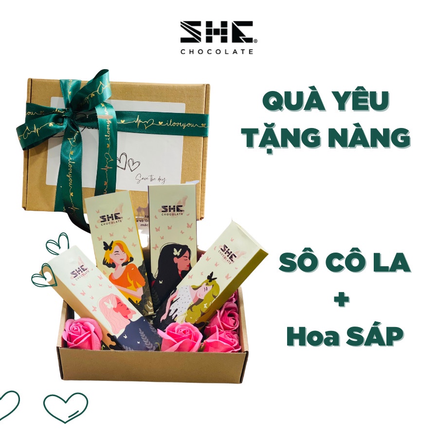 Quà yêu tặng nàng SHE Chocolate. Socola, hoa sáp, thiệp - quà tặng người thương, 20.11, 8/3, Noel