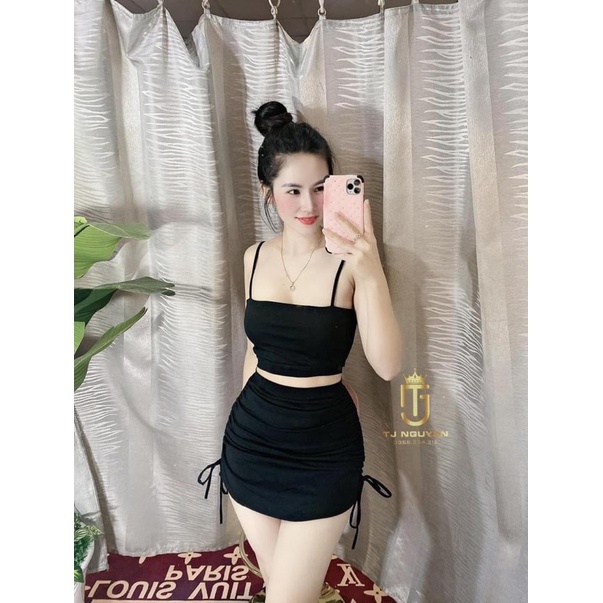 Sét váy rút kèm áo hai dây thích hợp đi chơi đi tiệc đều xinh