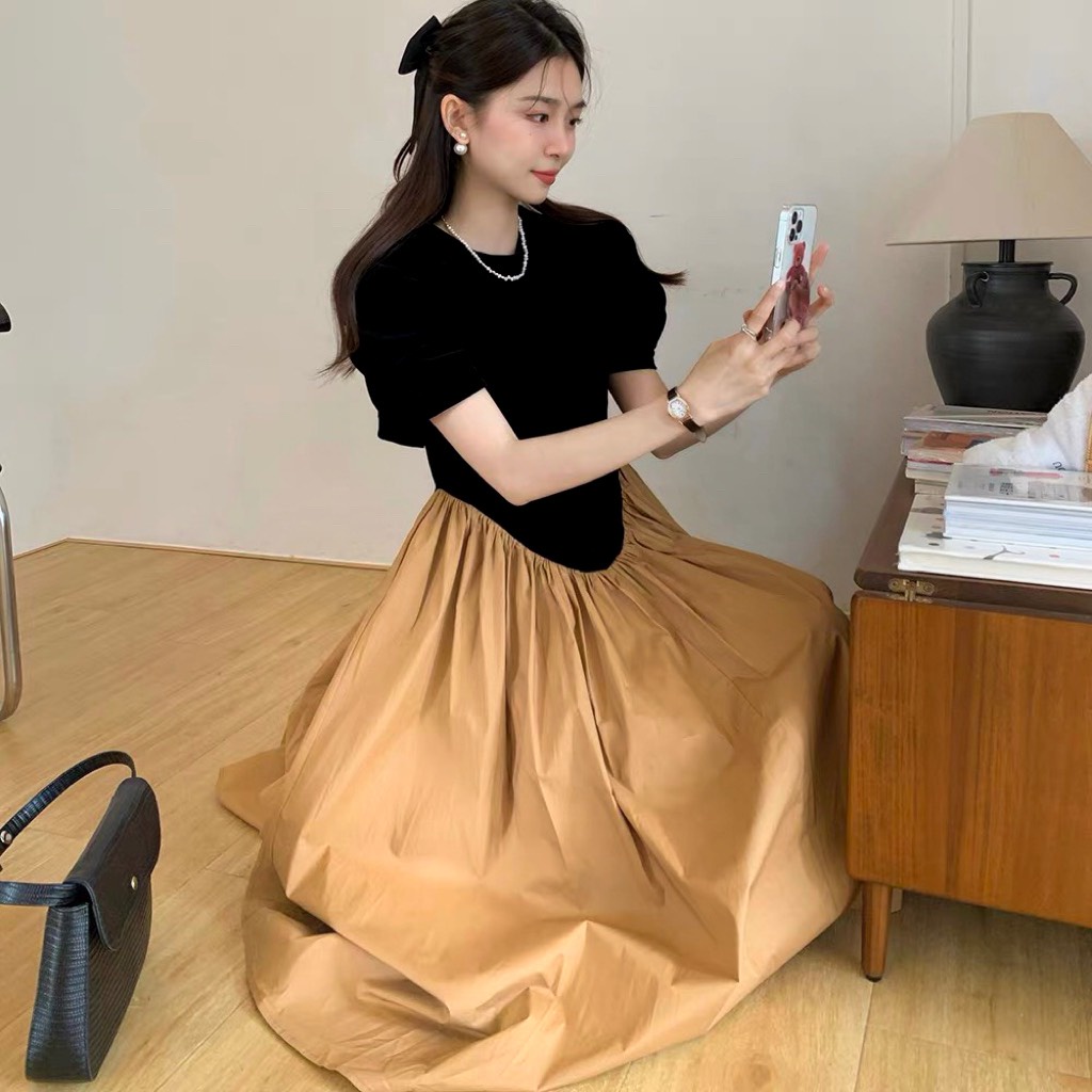 Đầm maxi đi biển cổ LỌ TRÒN  phong cách retro Pháp thời trang mới , đi dự tiệc , dạo phố  cho nữ -Thời Trang VADA (Đ83)