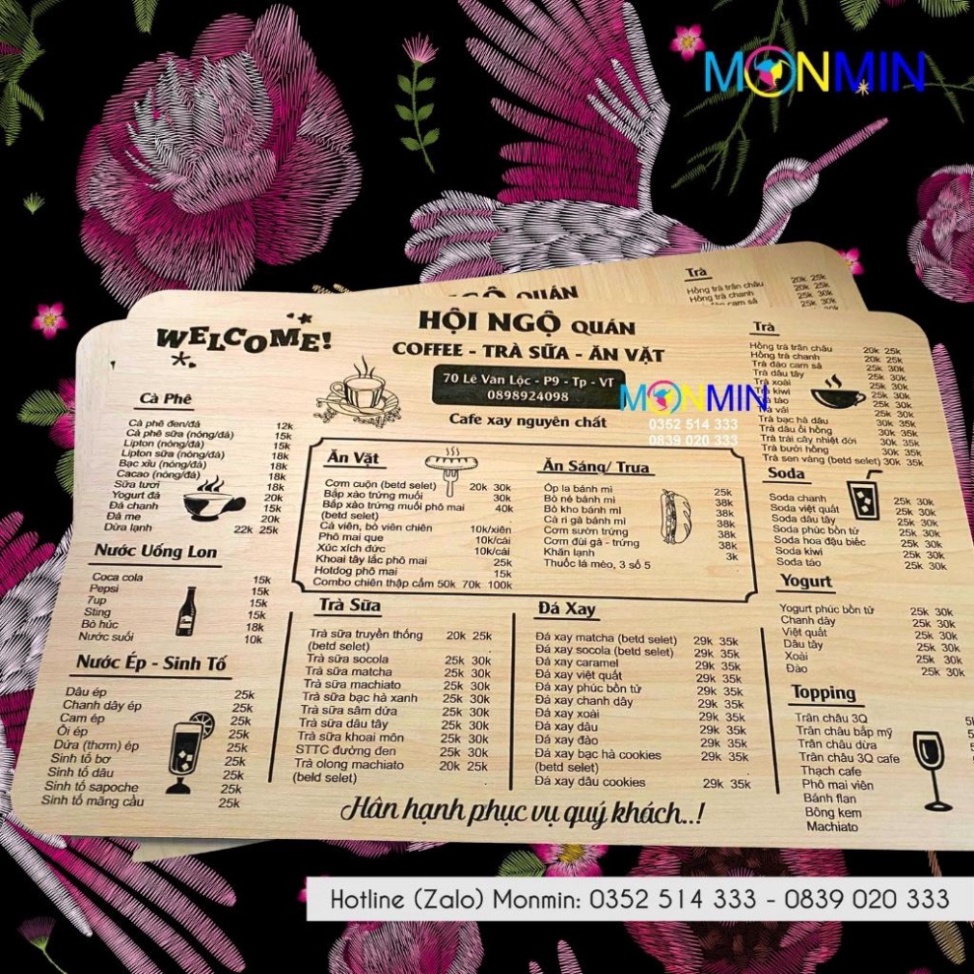 Menu gỗ MONMIN thiết kế theo yêu cầu - Siêu độc đáo - Tinh tế