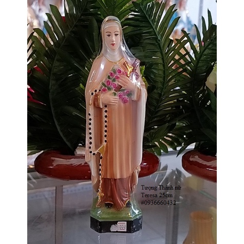 Tượng Thánh nữ Teresa hoa hồng mini cao 25cm composite