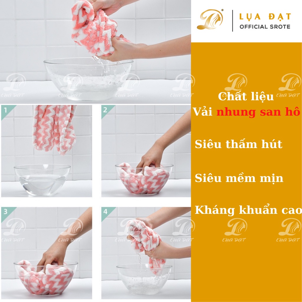 Khăn ủ tóc LALITA siêu thấm hút tóc khô siêu tốc, vải nhung mềm mịn