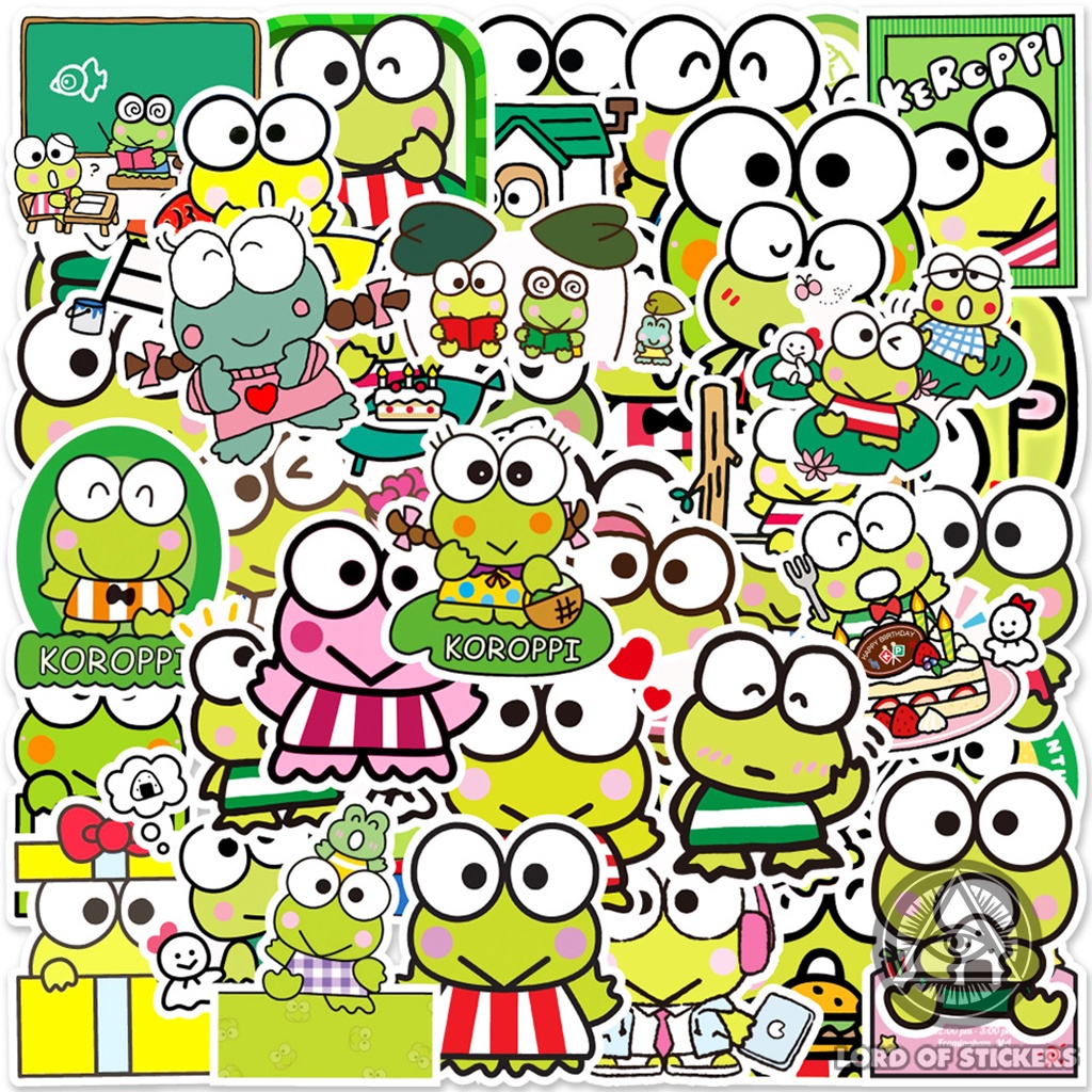 Set 50 Nhãn Dán Kero Kero Keroppi Sticker Nhân Vật Hoạt Hình Ếch Cute Chống Thấm Nước Trang Trí Mũ Bảo Hiểm, Laptop, Sổ