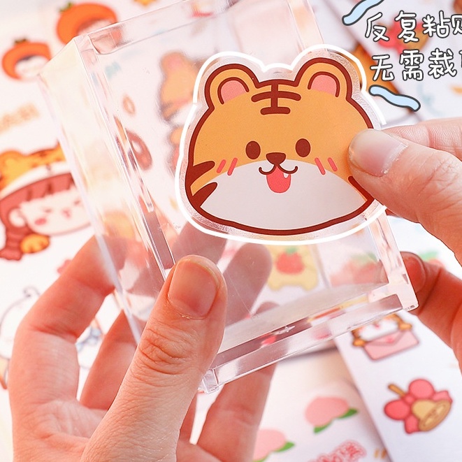 Sticker Hình Hổ Con/ Em Bé/ Thỏ/ Gấu Dán Trang Trí Cốc Giữ Nhiệt/ Điện Thoại/ Vở Viết Chống Thấm Nước Dễ Thương