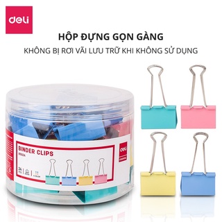 Kẹp Bướm 41mm Deli – Siêu Bền – Hộp 24 Cái – Dùng Cho Hồ Sơ, Tài Liệu