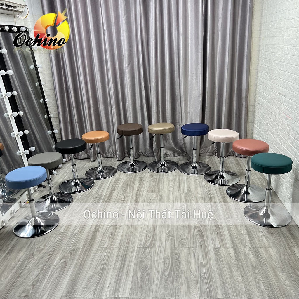 Ghế Trang Điểm, Ghế Chụp Hình Bọc Da Cao Cấp Mẫu Tròn Trơn Đơn Giản Chân Thấp 30-50Cm (Đủ Màu)