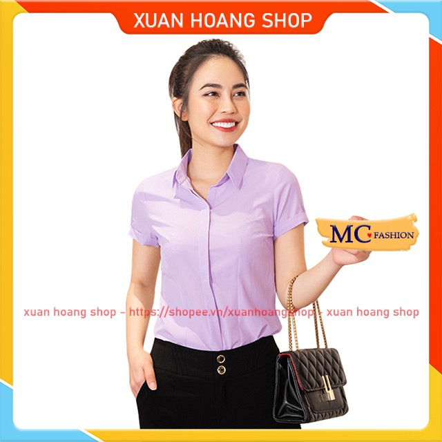 Áo Sơ Mi Nữ Tay Ngắn Mc Fashion A208, Size S, M, L, Xl, 2xl, Màu Trắng, Đen, Cộc Đẹp, Xanh Tím Than, Hồng, Dáng Công Sở