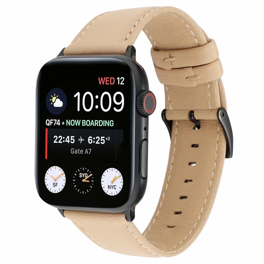 Dây đeo bằng da thật kiểu cổ điển cho đồng hồ thông minh Apple Watch Iwatch 38mm 42mm 40mm 44mm Cr dòng Se 6 5 4 3 2 1