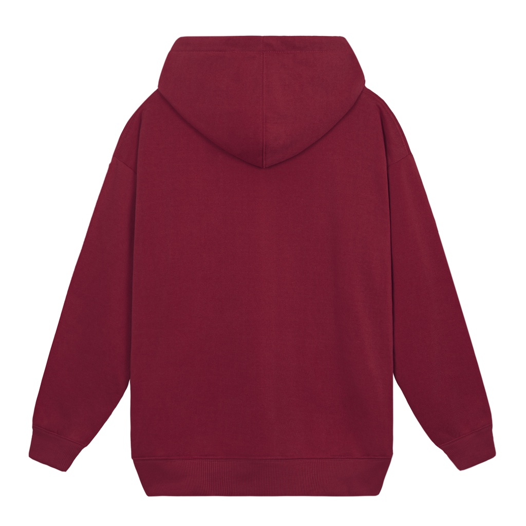 Áo Hoodie Thêu Logo Champion Sắc Nét Vải Nỉ Bông Cotton Form Rộng Rãi Unisex Màu Đỏ Đô
