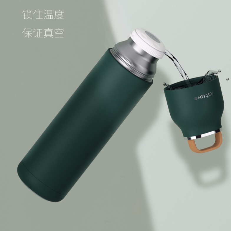 Bình giữ nhiệt Just Love cao cấp dung tích lớn 500ml dạng phích có nắp cốc uống đi kèm giữ nhiệt 15h chất liệu inox304
