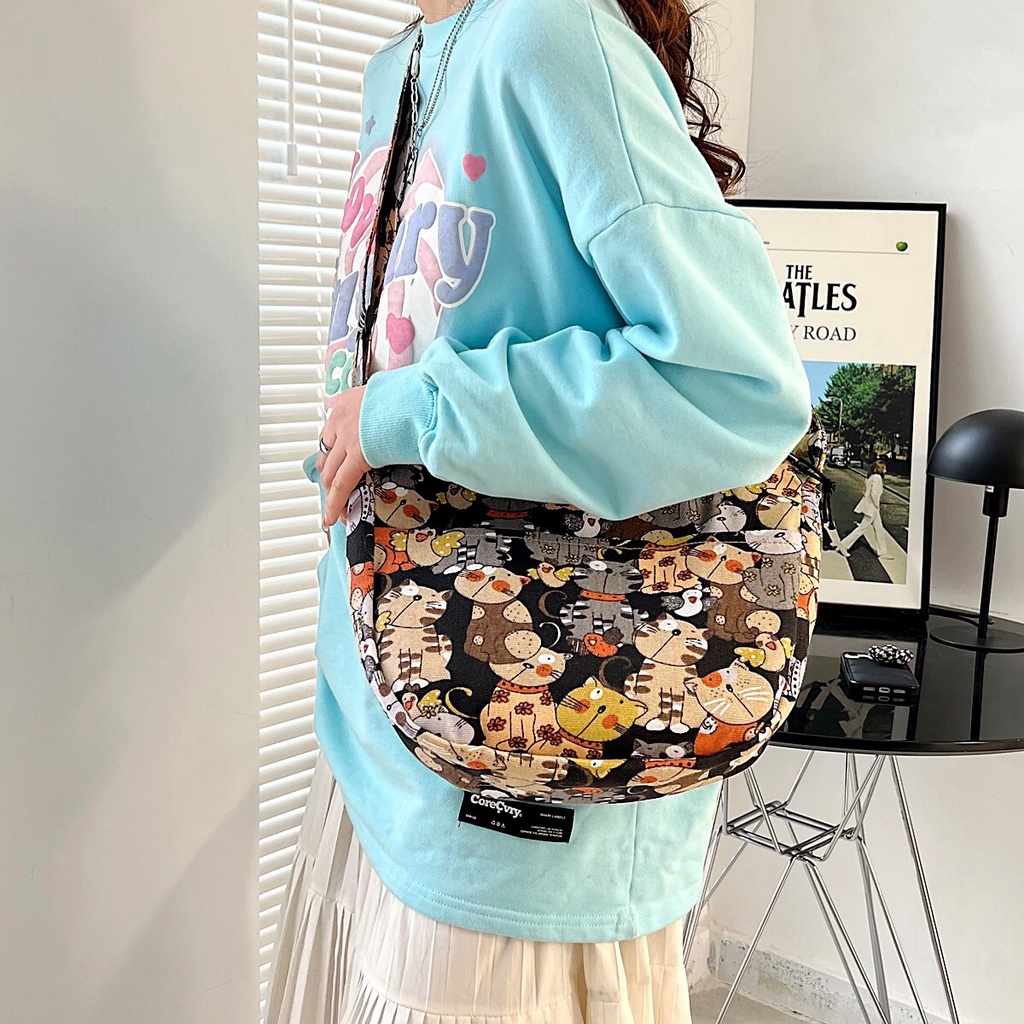 Túi Đeo Vai Bằng Vải Canvas Thời Trang Dành Cho Nữ