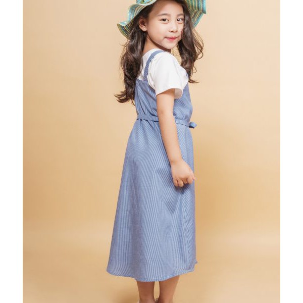 Yếm xanh phối cúc dáng dài Lovekids LK0066