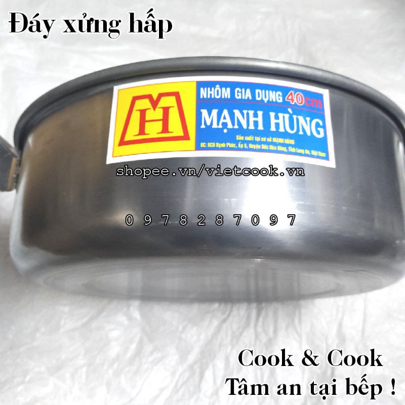 [CHÍNH HÃNG] Đáy xửng hấp nhôm Mạnh Hùng size 34, 36, 38, 40, 42, 46, 48, 50, 60 Hấp bánh bao/ hấp hải sản &amp; thực phẩm