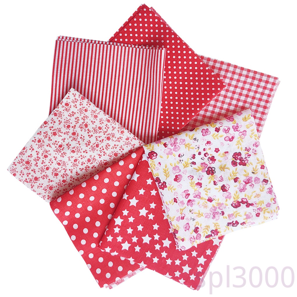 Set 7 tấm vải cotton hình vuông in họa tiết dùng làm đồ thủ công tự làm DIY