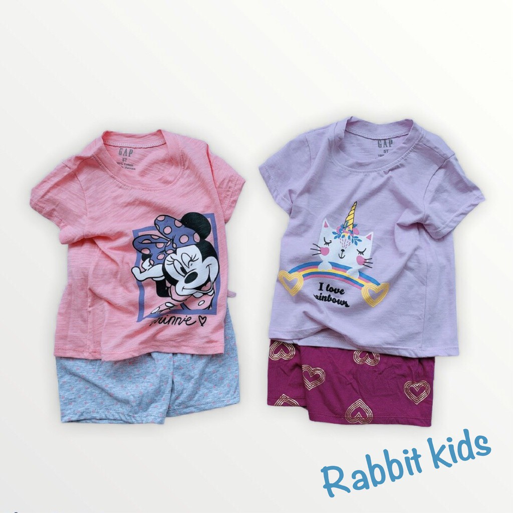 Quần Áo Cộc Tay Trẻ EmFREESHIP RABBIT KIDS - Đồ Bộ Mặc Nhà Cho Bé Gái 1 - 5 Tuổi Chất Cotton Xước Mềm Mạii