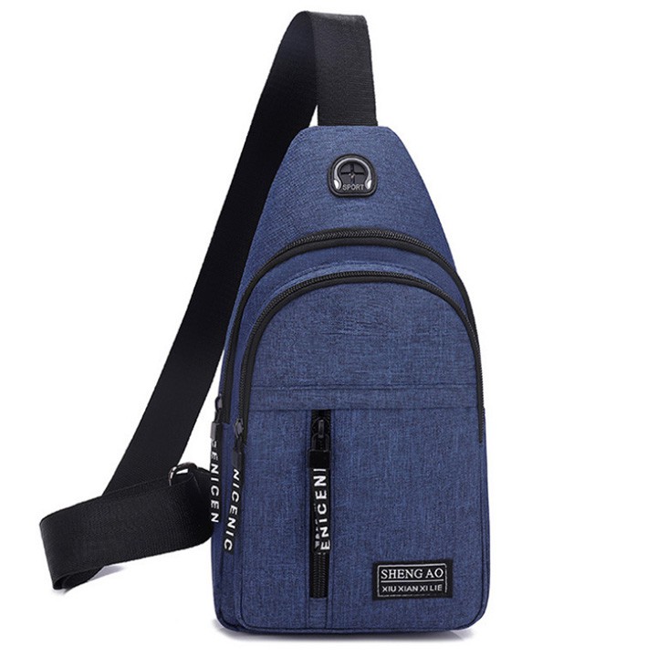 Đeo chéo nam vải bố chỉ kéo lề trái phối đỏ thời trang dạo phố D74 Shalla