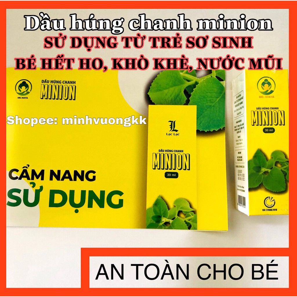 Dầu húng chanh minion loại bỏ ho, khò khè, đờm, nước mũi cho bé