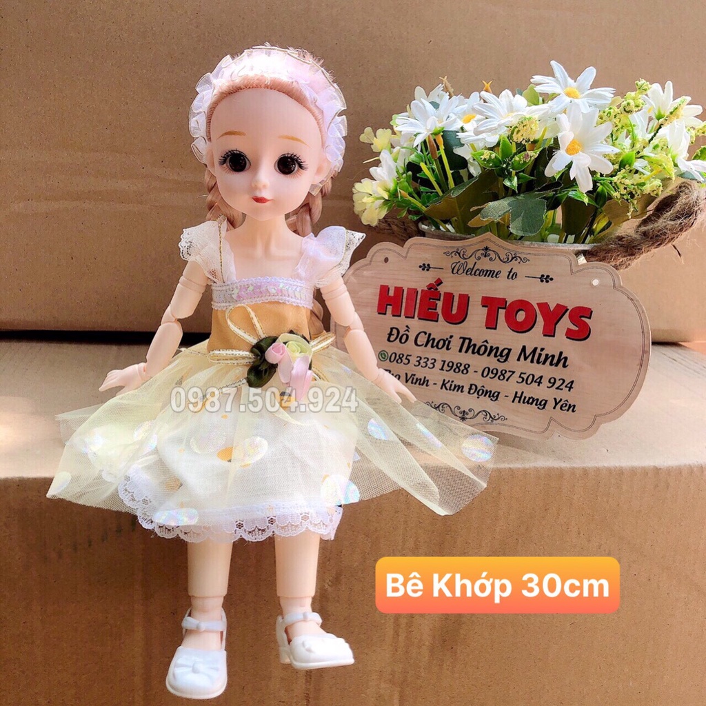 Búp Bê BJD 30cm  Xinh Xắn Váy Đẹp Có Khớp Cử Động Đồ Chơi Cho Bé Gái Hiếu Toys