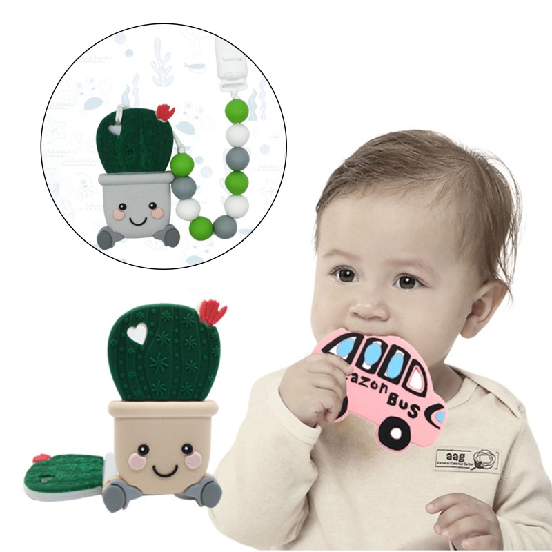 Đồ Chơi Gặm Nướu Cho Bé Sơ Sinh Bằng Silicon Không BPA Hình Cây Xương Rồng Hoạt Hình