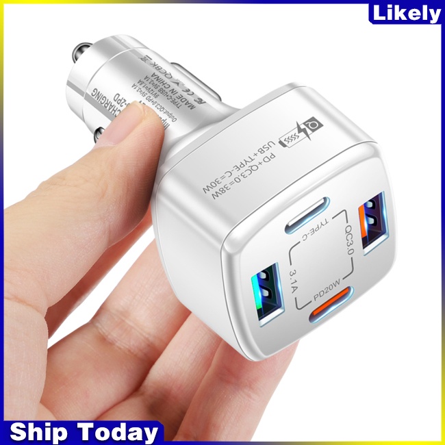 Tẩu Sạc Nhanh 2 Cổng Usb Type-c 38w Pd Qc3.0 3.1a 4 Trong 1 Đa Năng Cho Xe Hơi