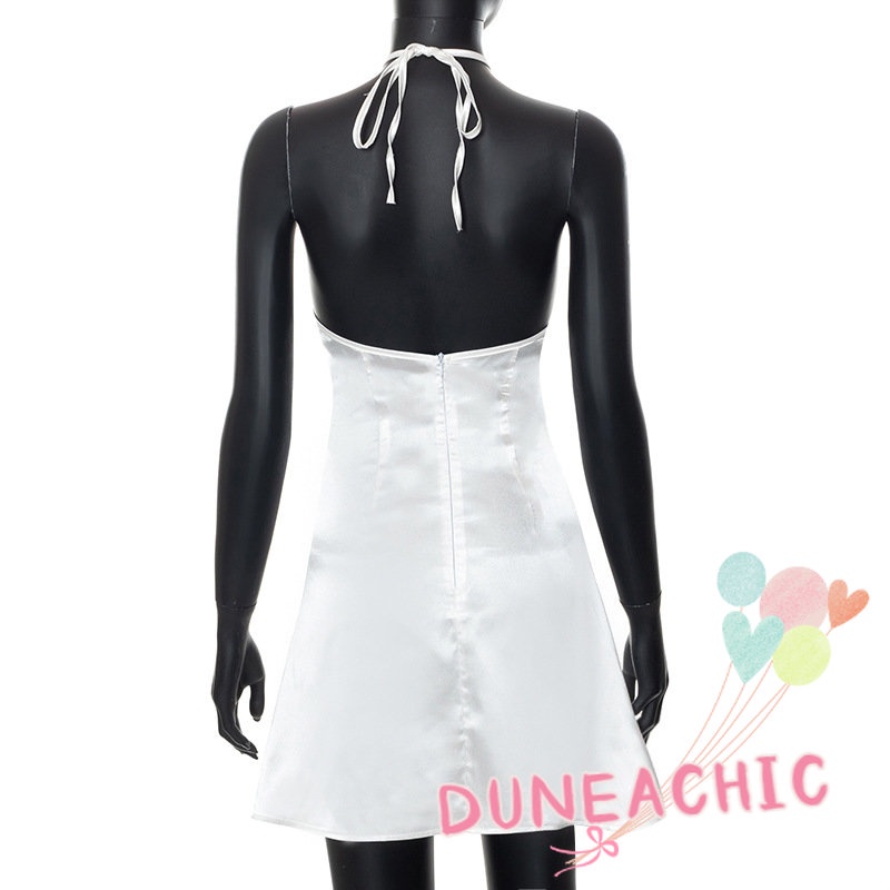 Đầm Sát Nách Phối Ren Hoa Thiết Kế Hở Lưng Quyến Rũ