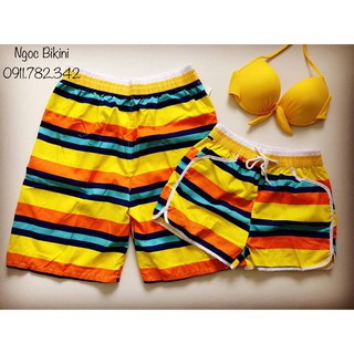 Bikini Đồ Đôi Vàng Nơ Ngực Vàng Đi Biển Đẹp Nhất