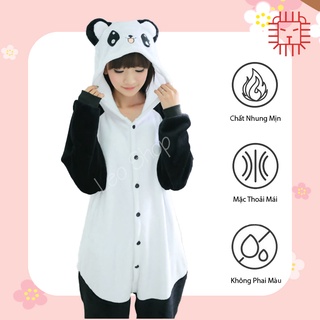 Bộ Đồ Thú Gấu Trúc Trắng Đen - Chất Nhung Mịn Cao Cấp [FREESHIP]