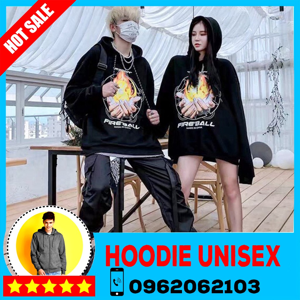 (HOOIDE) ÁO HOODIE NỈ NGOẠI HD1040 (Fire Ball - Kèm Ảnh Thật) | BigBuy360 - bigbuy360.vn