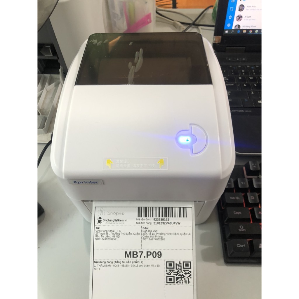 Máy in đơn hàng, in tem, in vận đơn TMĐT khổ 110mm Xprinter XP-420B