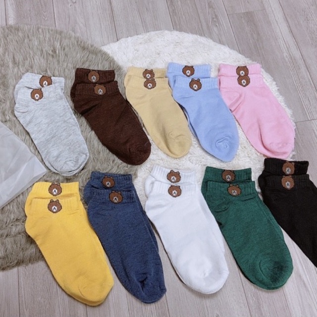 Tất gấu 1 túi 10đôi 10 màu Túi tất gấu QC