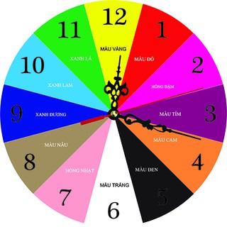 đồng hồ treo tường sắc màu cho trẻ học xem giờ học nhận biết màu sắc