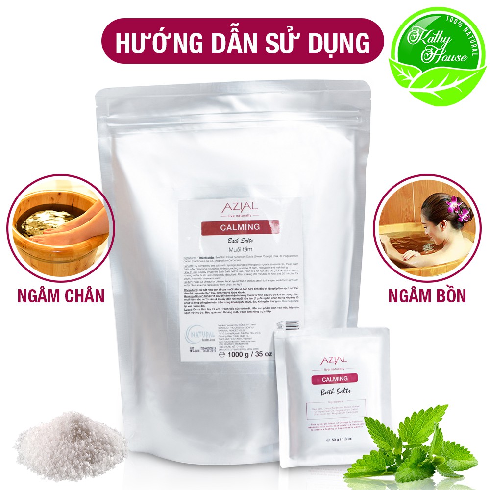 Muối tắm tinh dầu AZIAL Calming Bath Salts, ngăn cảm cúm, chống nấm da, túi 1 KG | BigBuy360 - bigbuy360.vn