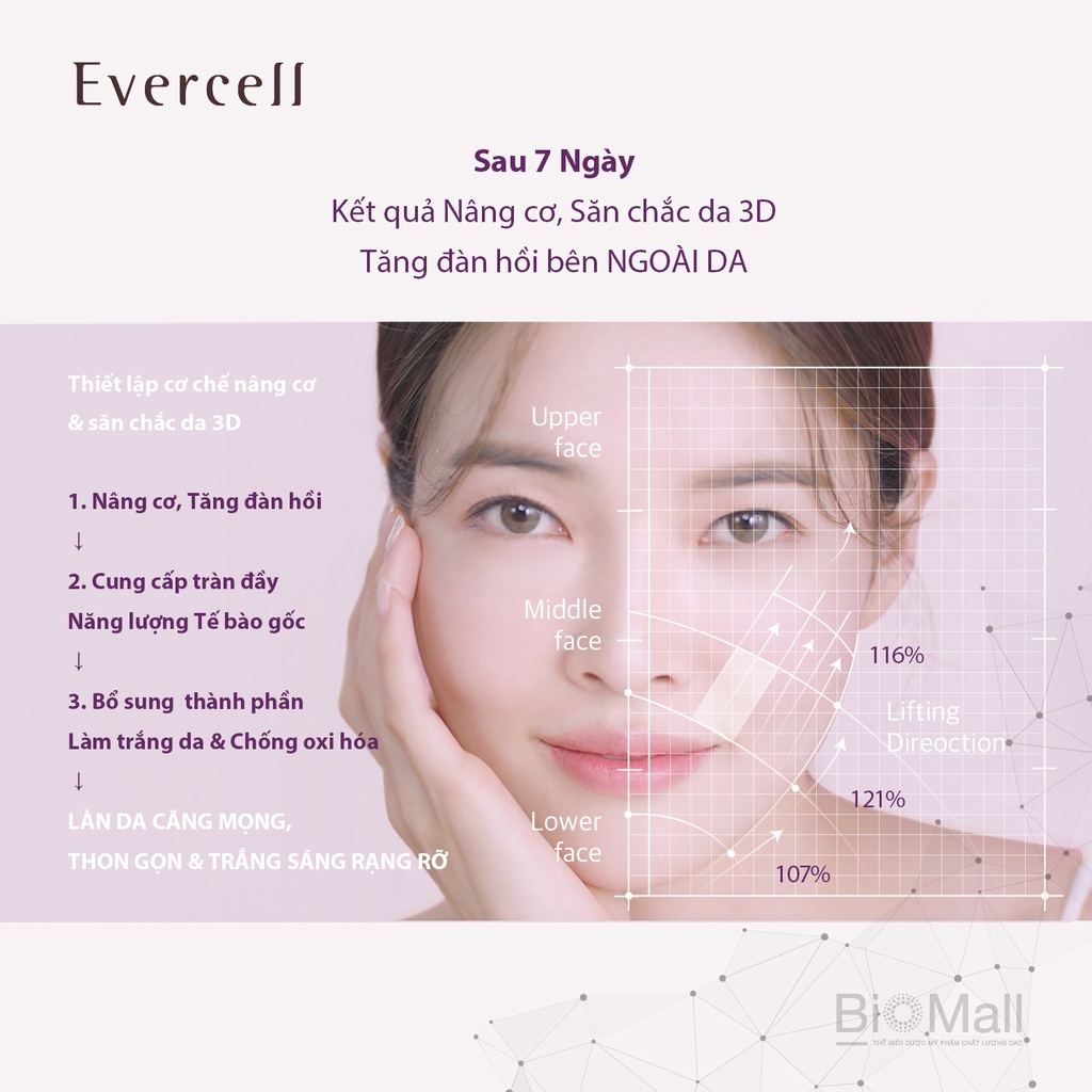 Kem Nâng cơ Đàn hồi Săn chắc Trắng sáng da Công nghệ Tế bào gốc EVERCELL Radiance Lifting Cream 25ml