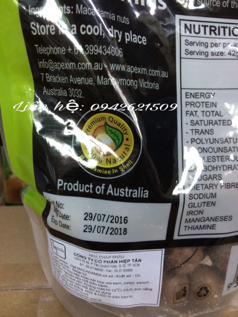 Hạt Mắc ca Úc gói 500gram