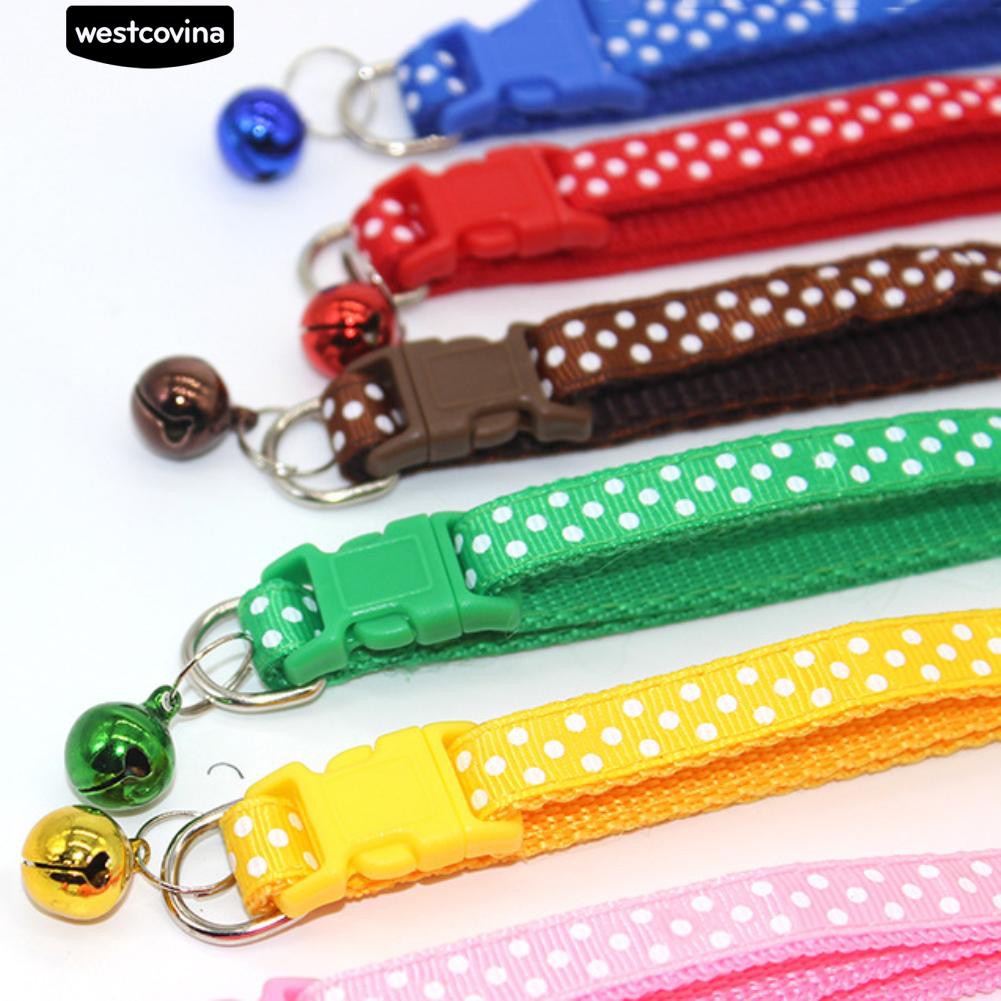 Vòng đeo cổ họa tiết chấm bi có chuông xinh xắn dành cho thú cưng