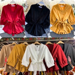 Bigsize áo peplum cột eo