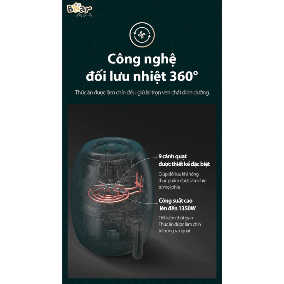 Nồi chiên không dầu 3.6L Bear QZG-A14D1 đa năng tiện lợi an toàn cho gia đình Tuli Store