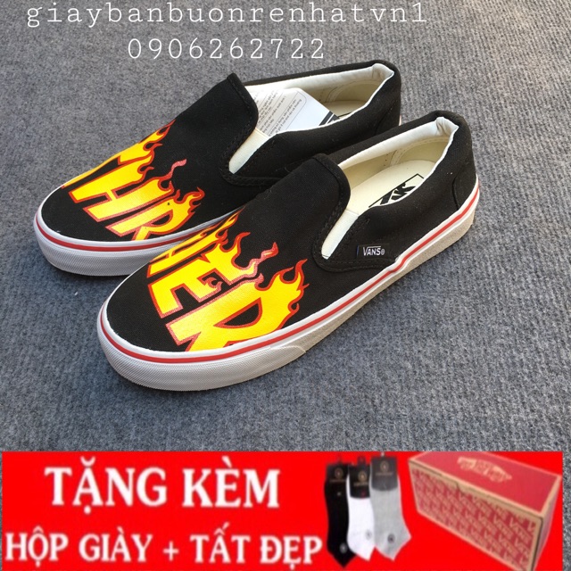 [TẶNG HỘP + TẤT ] Giày v slip on LỬA nam nữ