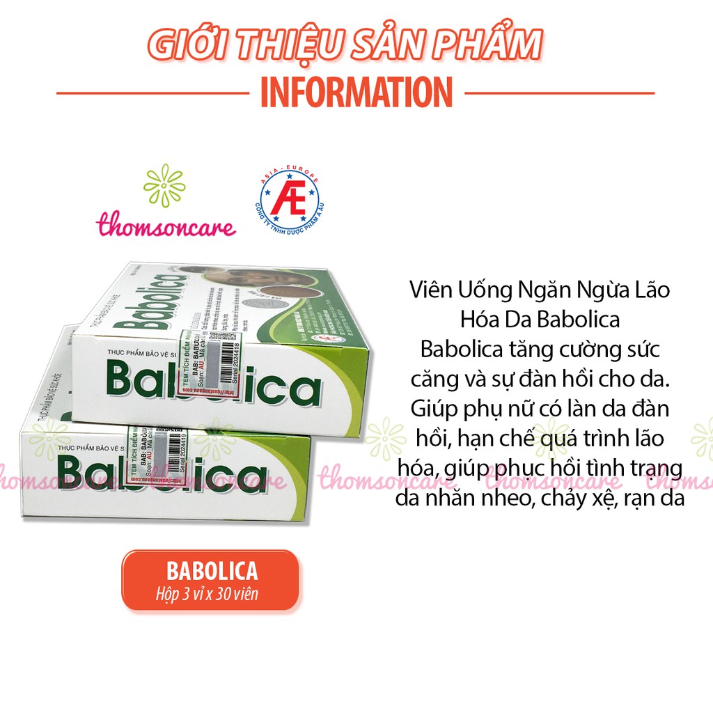 Babolica - Viên uống giảm nhăn da, chống lão hóa đẹp da cho phụ nữ sau sinh từ collagen và thảo dược